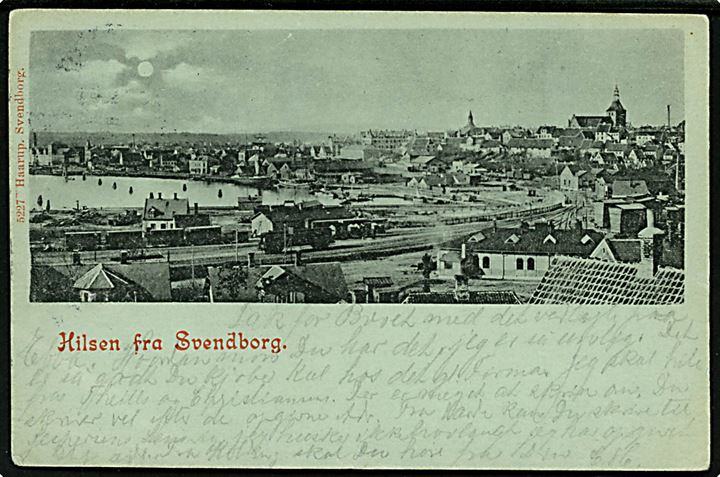 Svendborg, Hilsen fra i månelys. Haarup no. 5227.