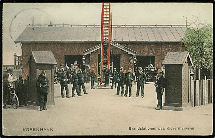 Købh., Brandstationen paa Kløvermarksvej. Stenders no. 3178.