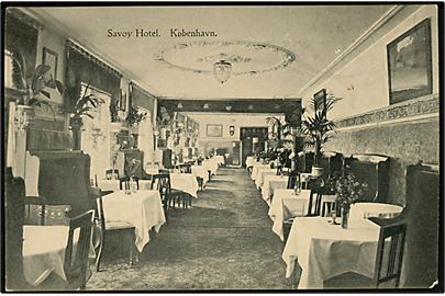 Købh., interiør fra Savoy Hotel. Reklamekort u/no.