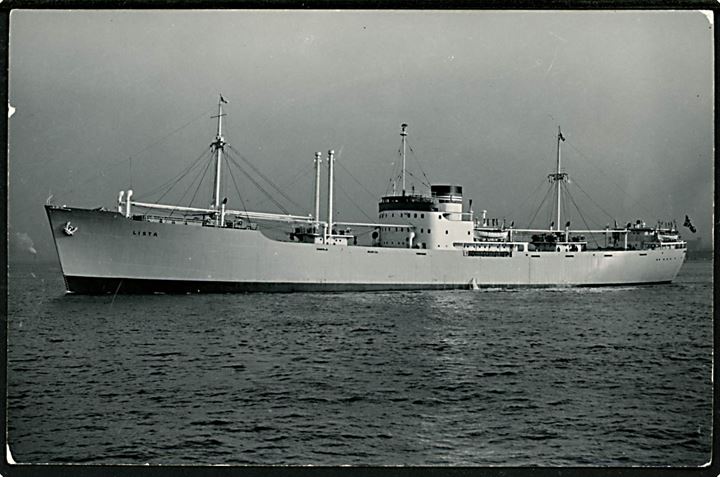 Lista, M/S,  A/S J. Ludwig Mowinckels Rederi, Bergen. Fotokort u/no.