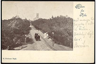 Ribe, Hilsen fra, med domkirke i baggrunden. H. Benzon u/no.