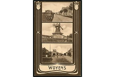 Vojens, gadeparti, mølle og Hotel Woyens. P. J. Schmidt no. 37362.