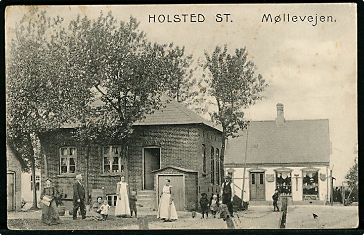 Holsted St., Møllevejen med forretning. No. 10500.