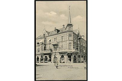 Fredericia, Spindlerhus. Spindler u/no. Reklamekort med fortrykt nytårshilsen sendt lokalt i Fredericia d. 29.12.1909.