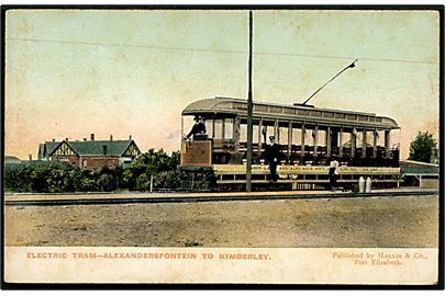 Sydafrika, Electric Tram Alexandersfontein - Kimberley. Frankeret med ½d Edward VII fra Cape Town d. 4.3.1907.