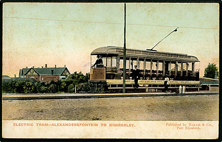 Sydafrika, Electric Tram Alexandersfontein - Kimberley. Frankeret med ½d Edward VII fra Cape Town d. 4.3.1907.