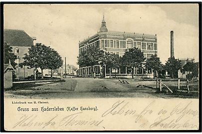 Haderslev, Gruss aus med Café Hansborg. H. Clausen u/no.