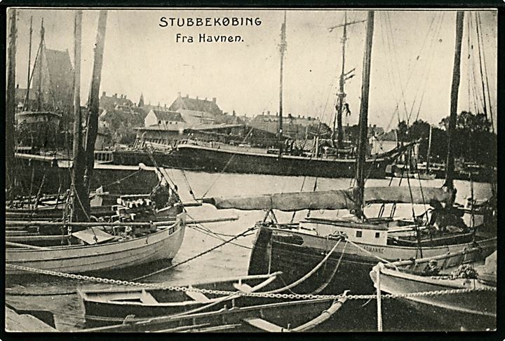 Stubbekøbing. Fra havnen med sejlskibe. G. Bruun no. 1010.