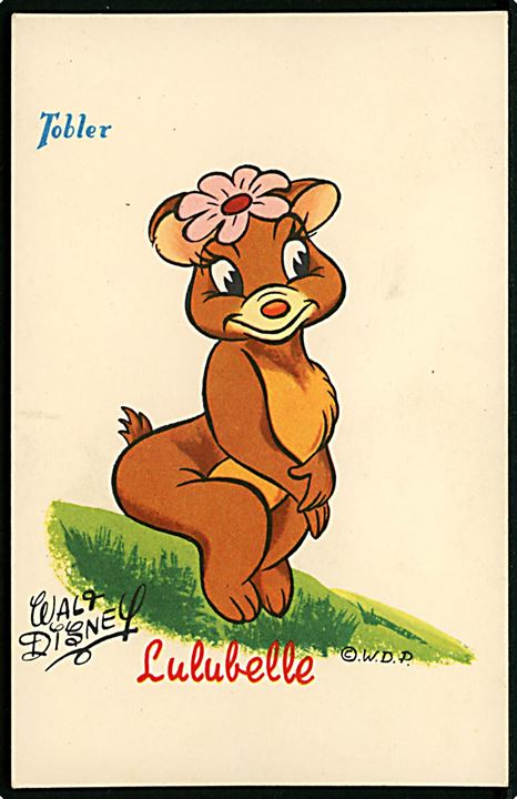 Walt Disney. Lulubelle, fra eventyret om Bongo. Fransk reklame fra 50'erne, for “Tobler” chokolade. Georges Lang, Paris u/no.