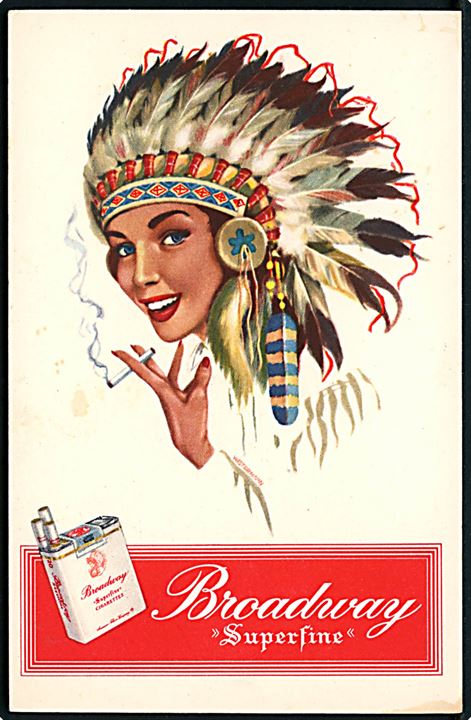 Broadway Superfine cigaretter. Reklamekort fra American Tobacco Company No. 555-5425.