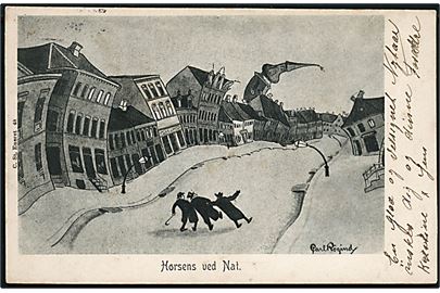 Carl Røgind: Horsens ved Nat. Stenders no. 48.