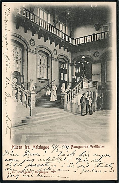 Helsingør jernbanestation, vestibulen. J. C. Borregaard no. 227.