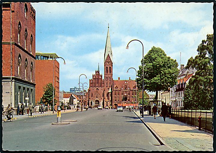 Odense, Albani Torv med den katolske kirke. Stenders no. 40508/1.