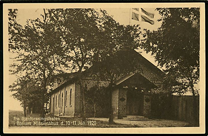 Genforening. Fra Genforeningsfesten i Ballum Missionshus d. 10.-11.7.1920. Stenders no. 55693.