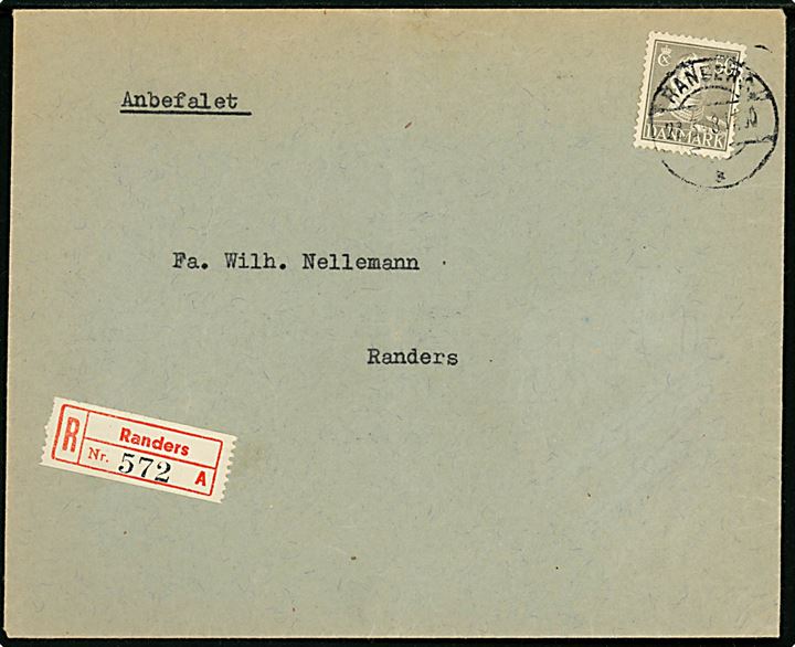 50 øre Chr. X single på lokalt anbefalet brev i Randers d. 22.3.1948.