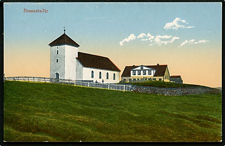 Island, Bessastaðir med kirke. E. Jacobsen & B. Kristjansson u/no.