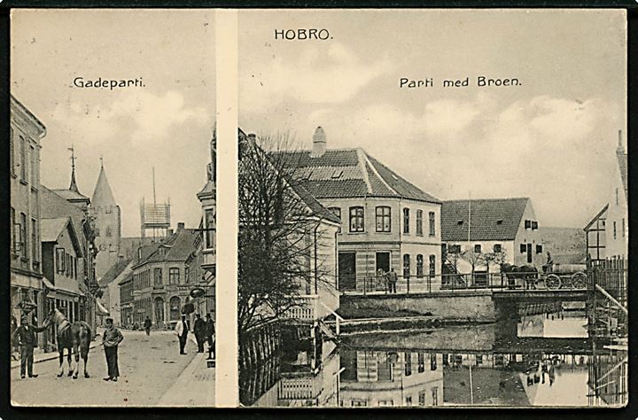 Hobro, gadeparti og parti ved broen. Stenders no. 193.