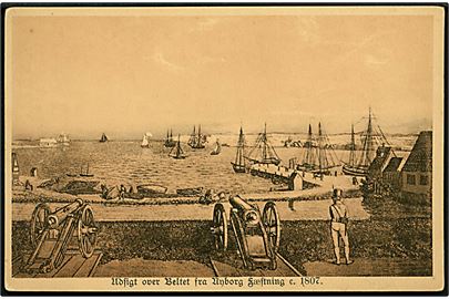 Nyborg. Udsigt over bæltet fra Nyborg fæstning anno 1807. Stenders serie Fra Gamle Dage no. 26892.