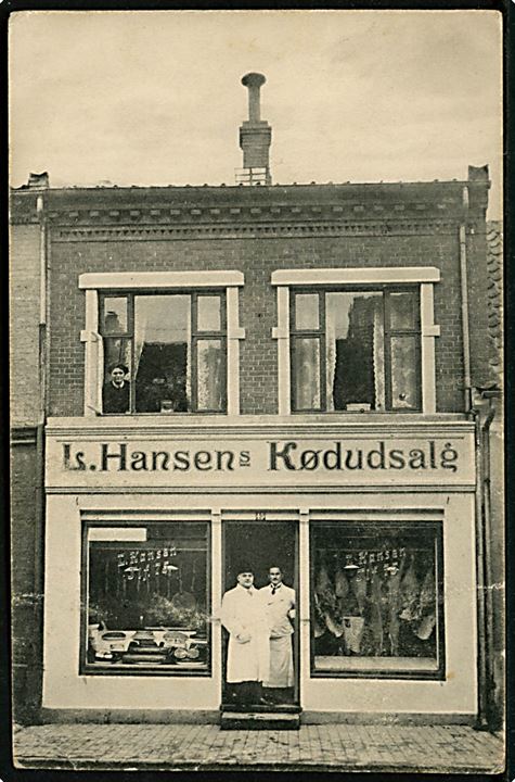 Kallundborg. Slager L. Hansens Kødudsalg, Skibbrogade 45. H. Ansø no. 35607.