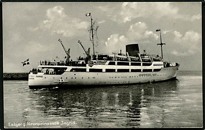 Kronprinsesse Ingrid, M/S, DFDS Englandsbåd i Esbjerg. Stenders Esbjerg 68K.