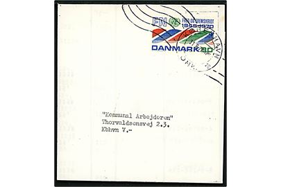 90 øre FN 25 år single på korsbånd annulleret med håndrullestempel København OMK. sn28 d. 31.8.1977 til København V.