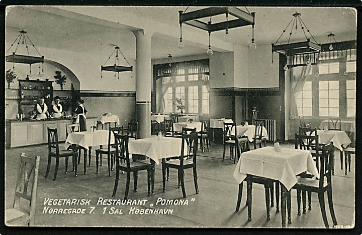 Købh., Vegetarisk Restaurant Pomona, Nørregade 7, 1. sal. No. 1253.