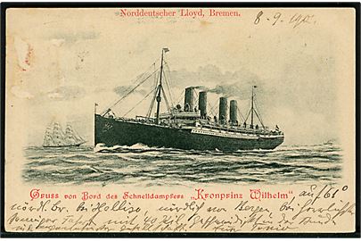 Kronprinz Wilhelm, S/S, Norddeutscher Lloyd. Anvendt fra Bergen 1901.