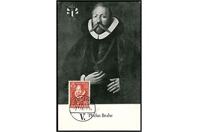 Maxikort med 20 øre Tycho Brahe og kort med samme motiv. Uden adresselinier. 