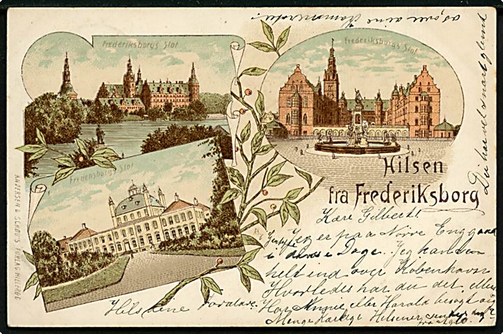 Frederiksborg, Hilsen fra med Frederiksborg og Fredensborg slotte. Andersen & Schou u/no.