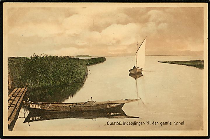 Odense. Indsejlingen til den gamle kanal. Stenders no. 27943.