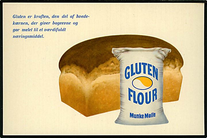 Munke Mølle Gluten Flour. Reklamekort for amerikansk mel. Uden adresselinier.