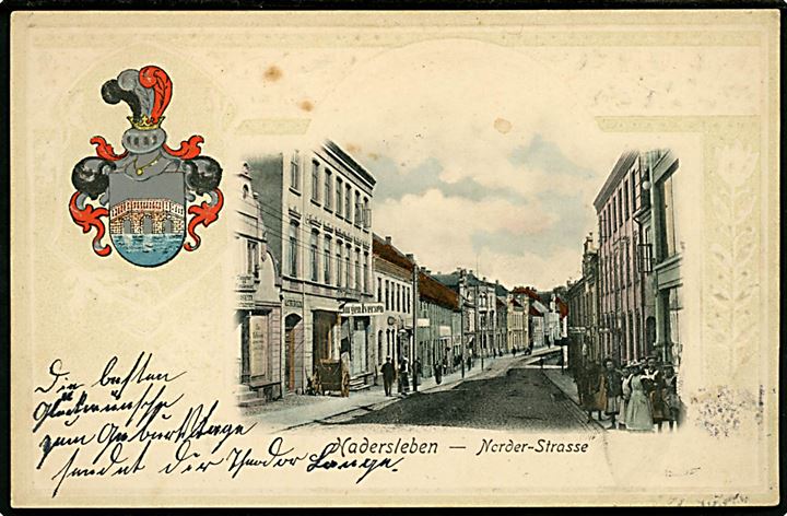 Haderslev, Norder-Strasse og Våben. Reliefkort Reinicke & Rubin no. 671.