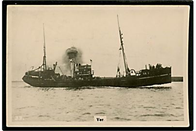 Ver, damptrawler, Vidir h/f, Hafnarfirdi. Samlekort 5x7½ cm