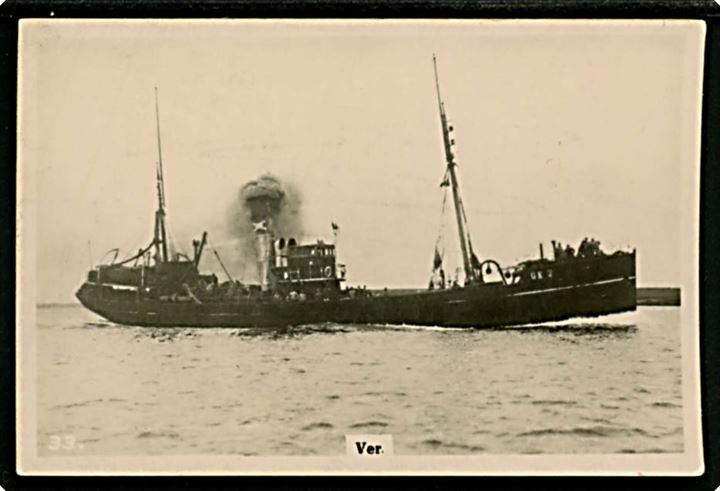 Ver, damptrawler, Vidir h/f, Hafnarfirdi. Samlekort 5x7½ cm