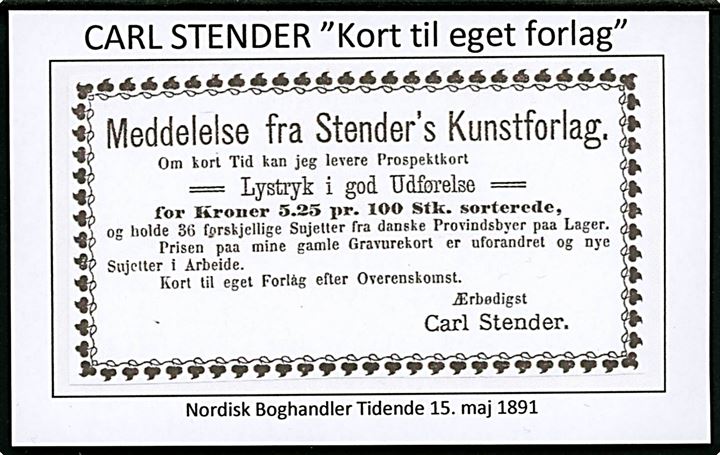 Svendborg, Hilsen fra med prospekter af Høje-Bøge, Karoline Amalielund og Hotel Svendborg. Georg Elleys Forlag. Se DFT nr. 5/2011 vedr. Stenders kort til eget forlag. Tidligt kort anvendt fra Svendborg d. 29.7.1892 til Gravenstein i Nordslesvig. 