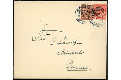 1d og 1½d George V på fortrykt kuvert fra Canadian Pacific annulleret med skibsstempel Paquebot Posted at Sea Received Southampton d. 6.8.1926 til Brønderslev, Danmark.