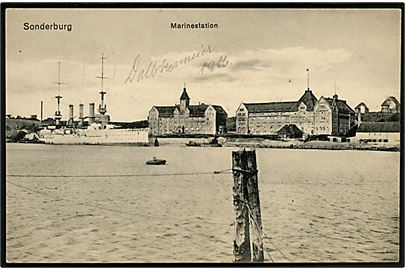 Sønderborg Marinestation. Chr. Qvist u/no. Feldpostkort fra Sønderborg d. 08.02.1916 til Uetersen. 