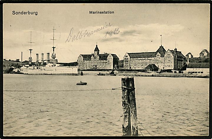 Sønderborg Marinestation. Chr. Qvist u/no. Feldpostkort fra Sønderborg d. 08.02.1916 til Uetersen. 