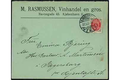 8 øre Tofarvet omv. rm. på brev fra Kjøbenhavn d. 27.1.1902 til Jægersborg pr. Gjentofte St.