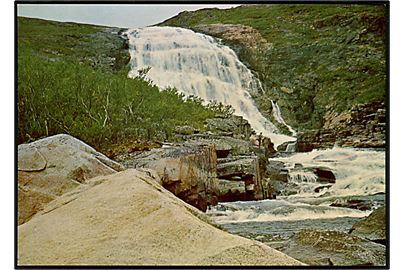 Vandfald ved Amitsuarssuk, Sydgrønland. KGH no. 7.  Grønlund Publishers, Foto Hans C. Christiansen. (Uden tiltryk Grønlands Postvæsen).