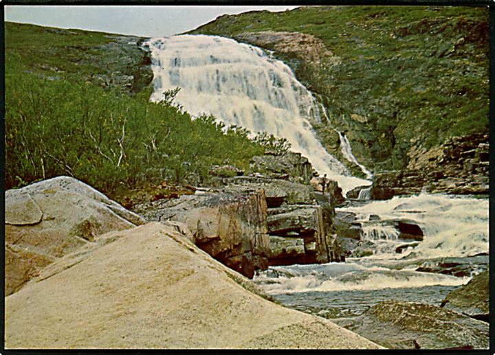 Vandfald ved Amitsuarssuk, Sydgrønland. KGH no. 7.  Grønlund Publishers, Foto Hans C. Christiansen. (Uden tiltryk Grønlands Postvæsen).