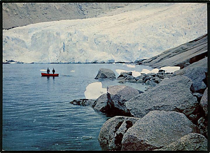 Bræ i Tasermiutfjorden, Sydgrønland. KGH no. 9.  Grønlund Publishers, Foto Hans C. Christiansen. (Uden tiltryk Grønlands Postvæsen).