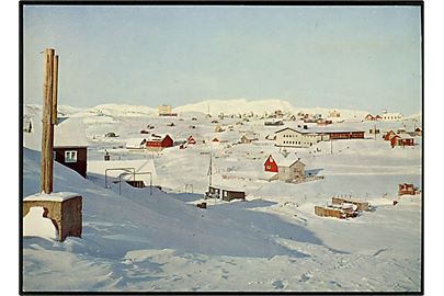 Narssaq i vinterdragt. KGH no. 21.  Grønlund Publishers, Foto Bengt Vienberg. (Uden tiltryk Grønlands Postvæsen).