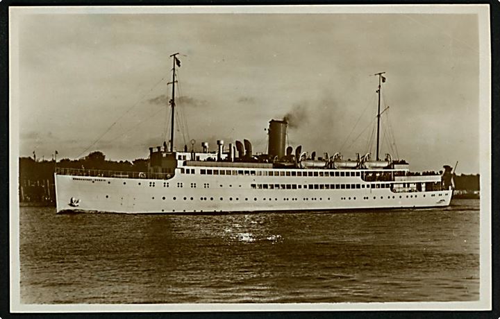 Hansestadt Danzig, M/S, Norddeutscher Lloyd. Ocean Comfort Company. Ubrugt med stempel M.S. Hansestadt Danzig / Auf hoher See d. 21.5.1931. Hj.knæk.