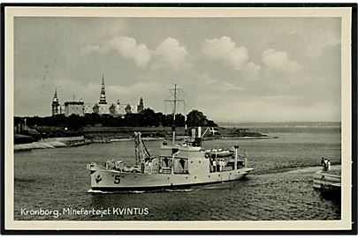 Kvintus, Minefartøj ved Kronborg. Stenders / V. Thaning & Appel serie M no. 95.