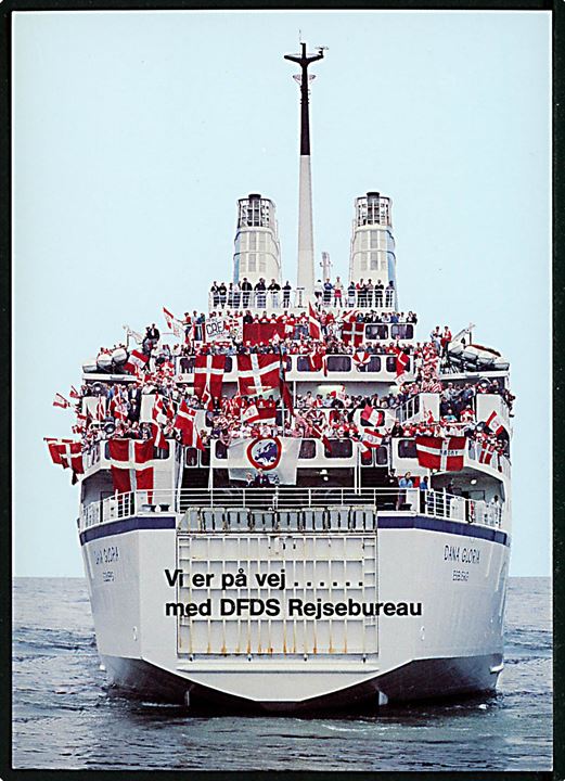 Dana Gloria, M/S, DFDS færge. Fodbold fan-hjemrejse fra Danmarks 5-1 sejr over Norge i VM kvalifikationskamp d. 16.10.1985. 