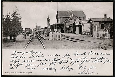 Vojens, Gruss aus med jernbanestation. P. J. Schmidt u/no.