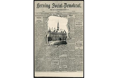 Herning, Avishilsen Herning Social-Demokrat med prospekt af Tinghuset. J. Jacobsen no. 11717.