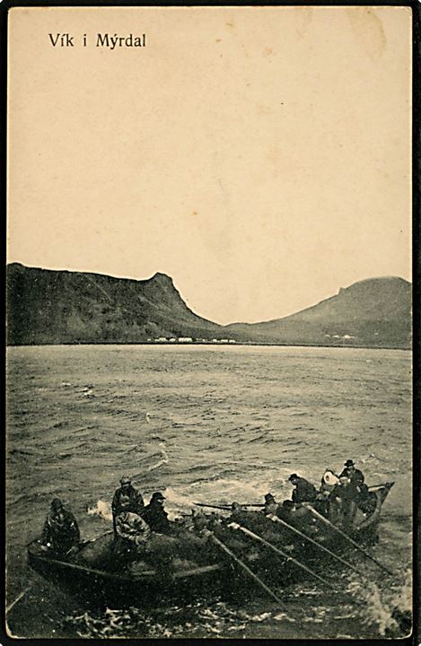 Island, Vík i Mýrdal med robåd. O. Johnson & Kaaber no. 11017.