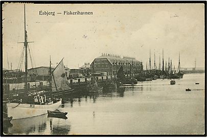 Esbjerg, fiskerihavn med fiskefartøjer. C.J.C. no. 1044.